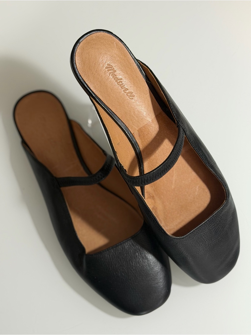 Madewell Black Leather Greta Ballet Flat Mule